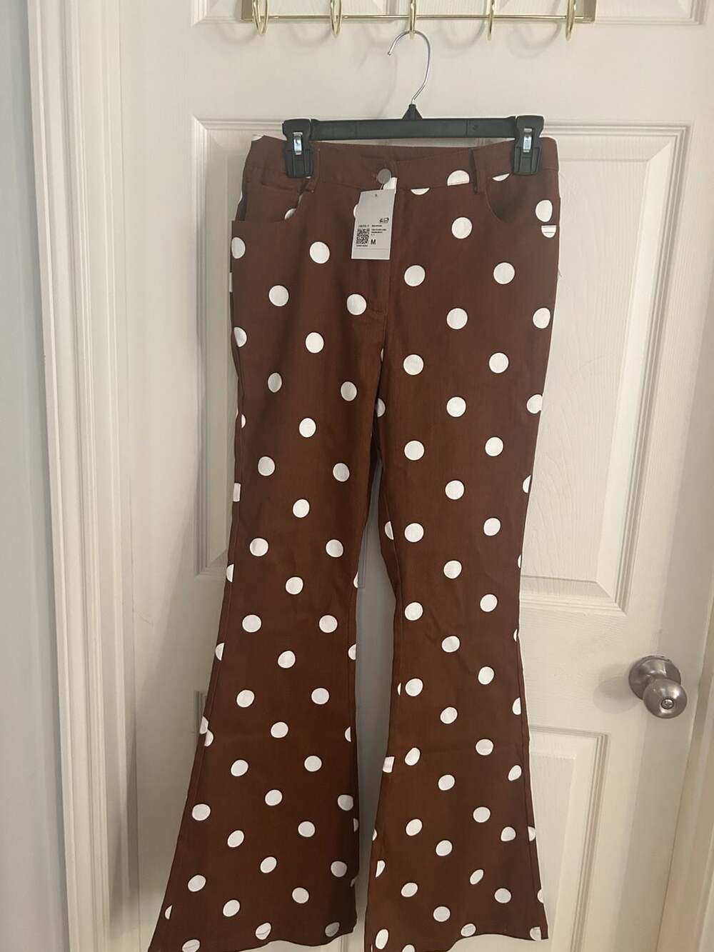 Forever 21 Polka Dot Flare Pants Size M Brown White